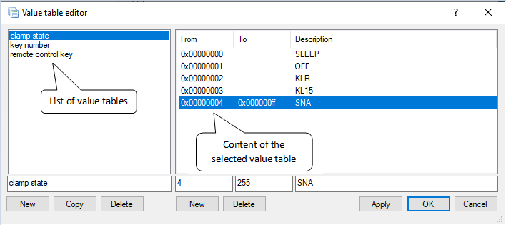 Value table editor